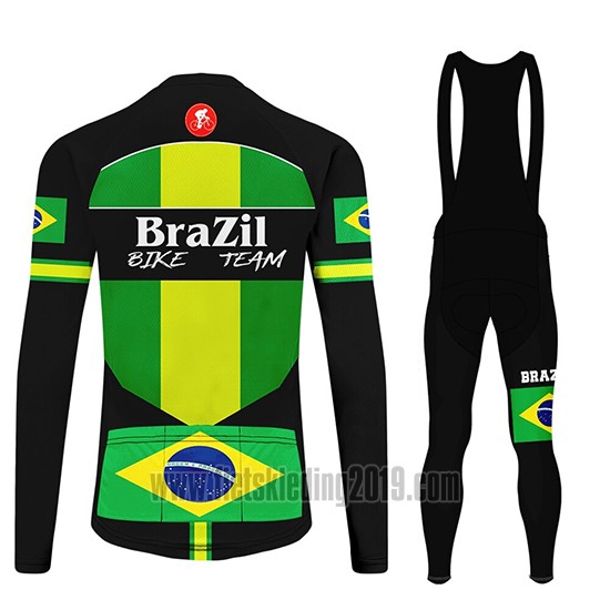 2020 Fietskleding Brazilie Zwart Groen Lange Mouwen en Koersbroek